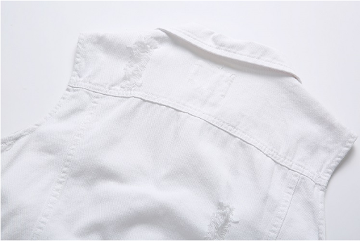Title 10, Casual Holes Pocket White Denim Vests for every...
