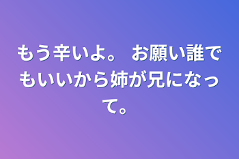 もう辛いよ。      お願い誰でもいいから姉が兄になって。