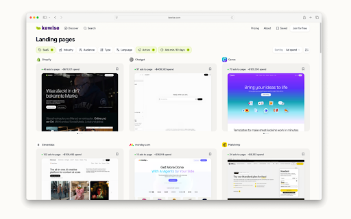Kewise - Landing Page & Ad Intelligence (Spend, Runtime, Brands) screenshot 1