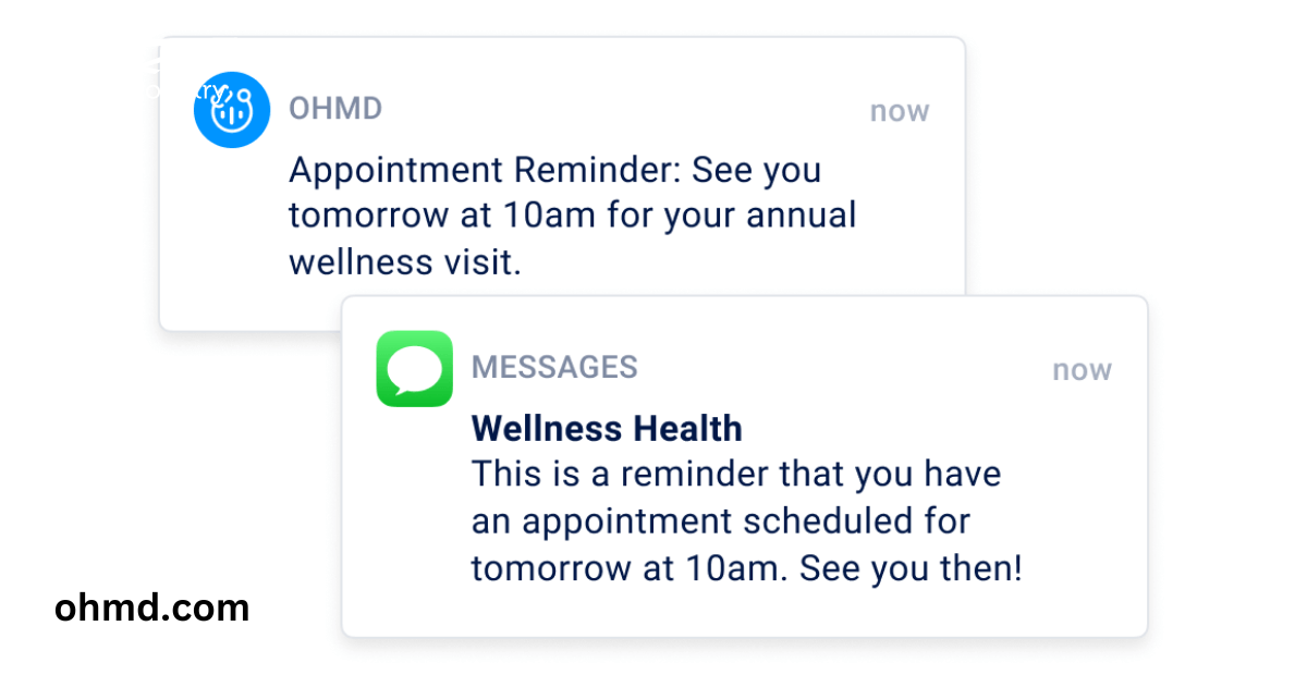 sms api integration } Example of medical clinic | An appointment reminder SMS from a healthcare provider company.