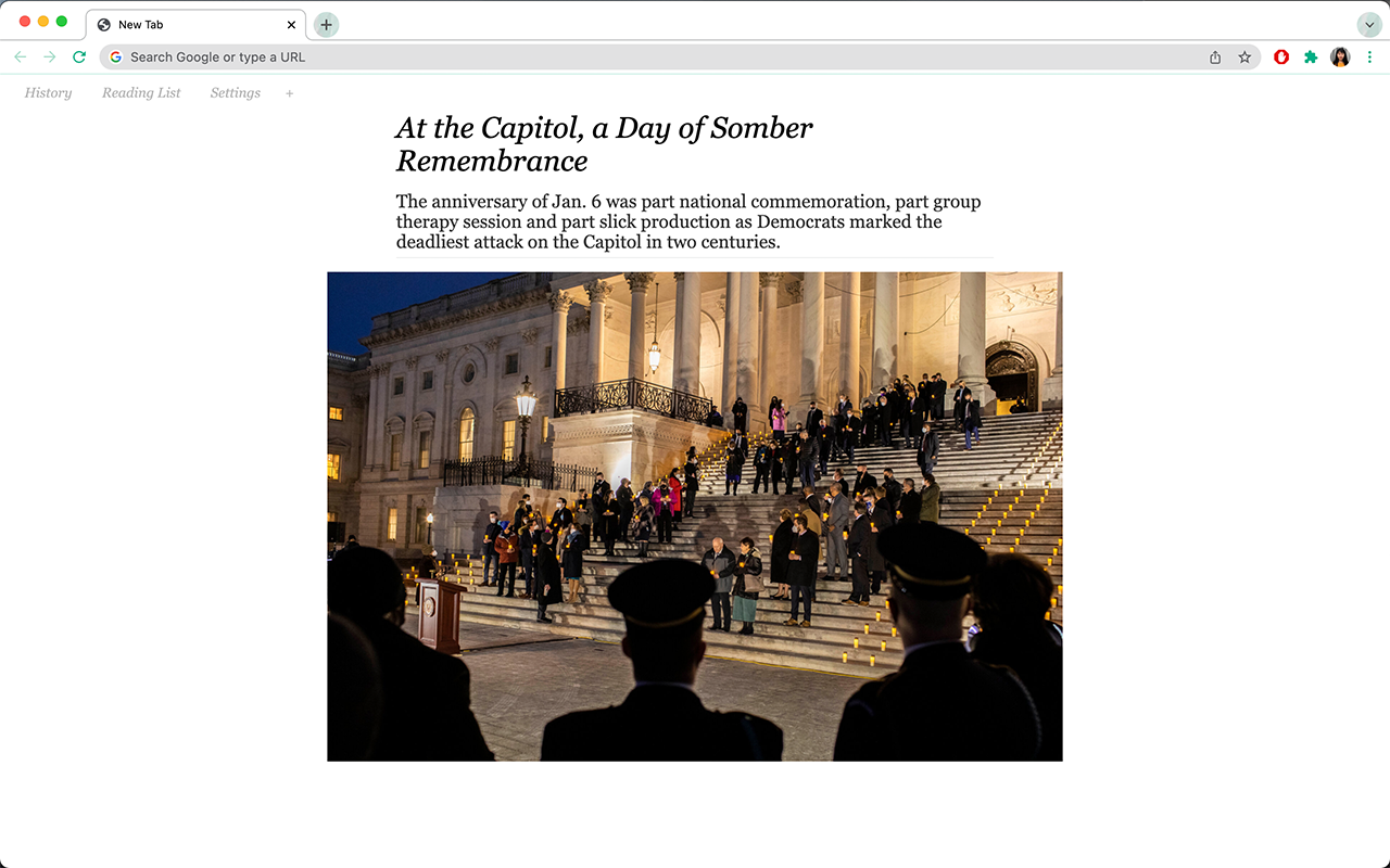 The New York Times Headlines New Tab Preview image 3