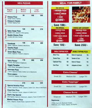 Pizza Relation menu 