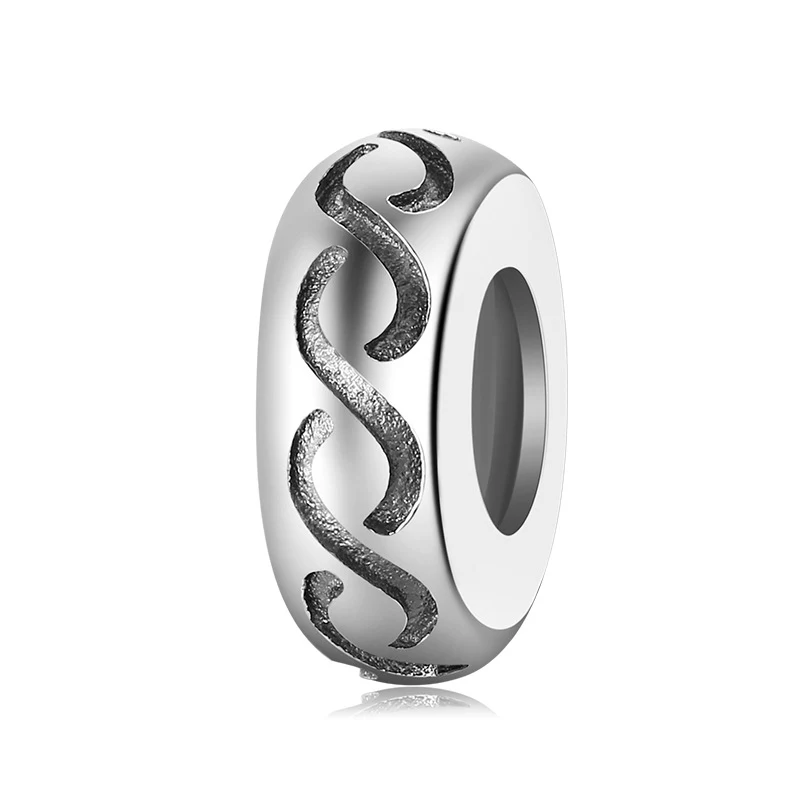 Perles d'espacement en argent sterling S925 pour bracelets femmes. Accessoires DIY pour positionner vos perles. Bijoux en argent véritable.
