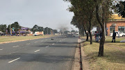 Protesters in Richards Bay blocked Bullion Boulevard, which runs through the CBD, with burning tyres on Monday.