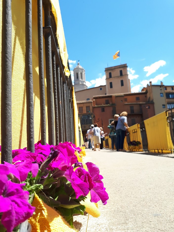 Temps de Flors flower festival Girona bridge with flowers