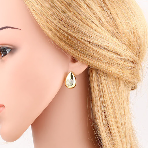 Title 5, Heart Water Drops Earrings For Women, Copper Pl...