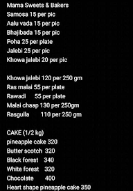 Mama Sweets And Bakers menu 1