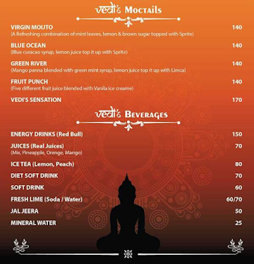 Vedi's Restrobar menu 