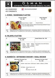 Osman Authentic Turkish Doner Kebab And Falafel menu 1