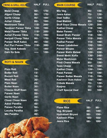 Barbeque And Grills menu 