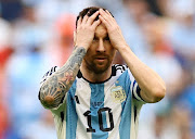 Argentina's Lionel Messi reacts to defeat to Saudi Arabia.