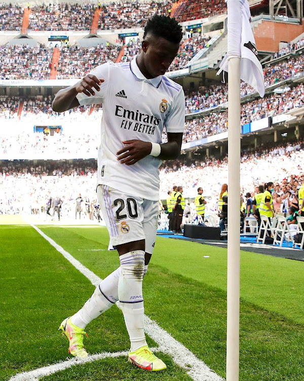 Real Madrid's Vinicius Jr celebrates during a past match