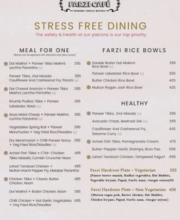 Farzi Cafe menu 