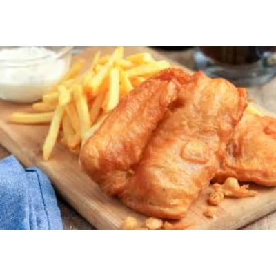 Fish N Chips (With Mushy Peas, French Fries & Tartar Sauce)