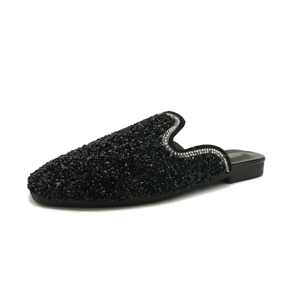 Koreaanse mode sequin strik half-length slippers voor dames, stijlvol en comfortabel, perfect voor een casual en modieuze uitstraling.