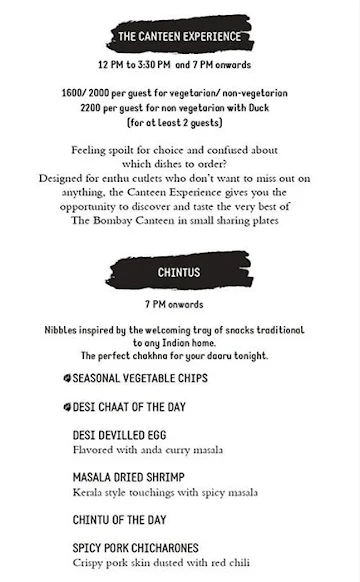 The Bombay Canteen menu 