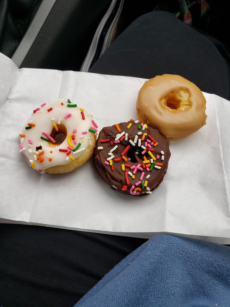 Vanilla, chocolate& butterscoth donuts. Yum!