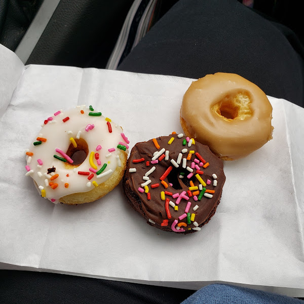 Vanilla, chocolate& butterscoth donuts. Yum!