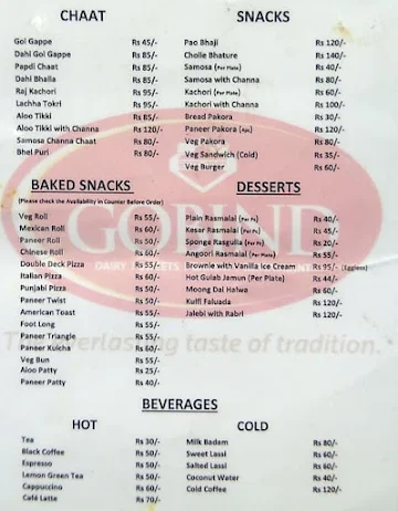 Gobind Sweets - 7 Family Restaurant menu 