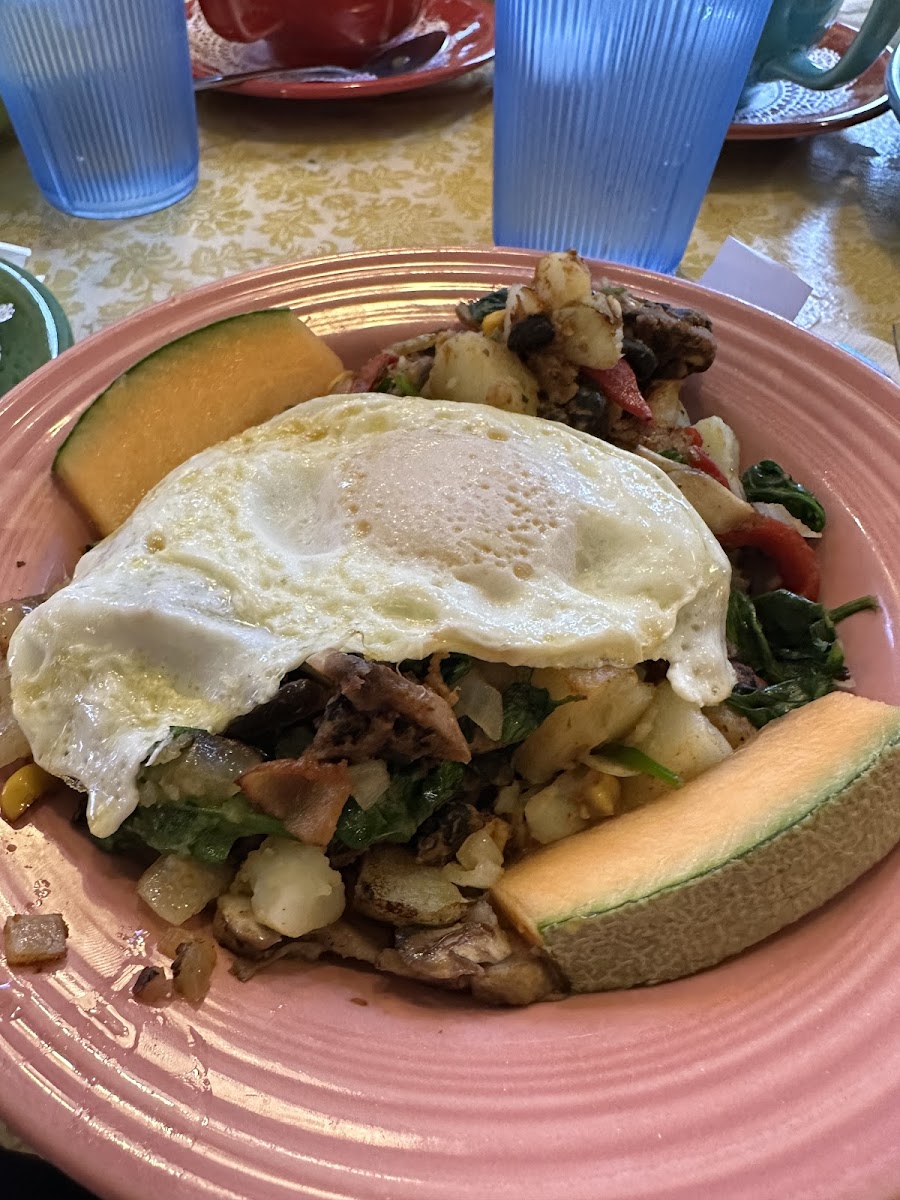 GF Black Bean Hash, egg added