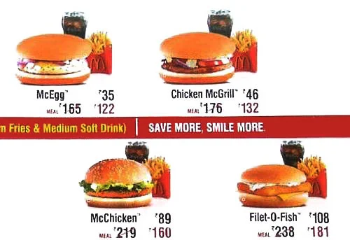 McDonald's menu 