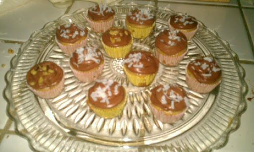 Swedish nut cake made into cupcakes with Fudge Frosting by Lyn Starr..excellent!!