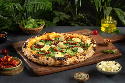 Sourdough Spinach Artichoke & Sundried Tomatoe With Vegan Cheese Pizza