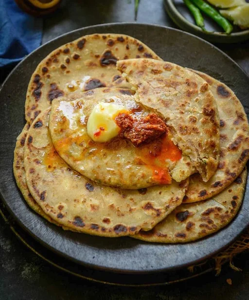 10" Wealthy J'Can Jerk Parantha + Achar, White Butter, Chutney & Dahin