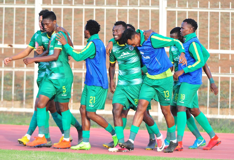 Tshidiso Patjie of Baroka FC celebrates goal with team mates during the Absa Premiership match between Baroka FC and AmaZulu FC at Old Peter Mokaba Stadium on April 28, 2019 in Polokwane, South Africa.