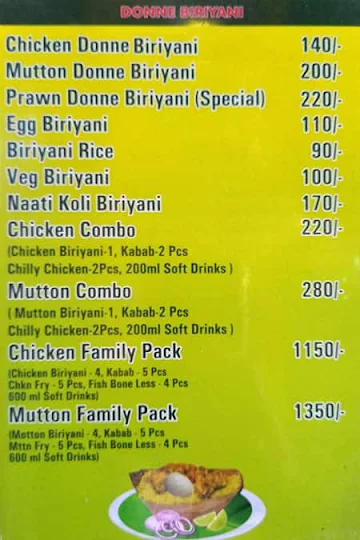 Donne Biryani House menu 