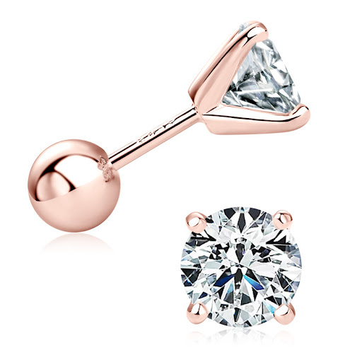 Title 6, Simple, Stylish Round Four-Claw Diamond Stud Ea...