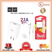 Bộ Sạc Chính Hãng Hoco C81 Kèm Cáp 1M I/Micro Usb/Type C Hỗ Trợ Sạc Nhanh 5V/2.1A - Bảo Hành 1 Năm