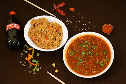 Veg Fried Rice With Veg Manchurian Gravy