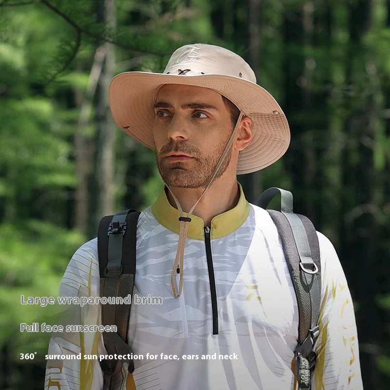Chapéu de verão UV masculino para atividades ao ar livre Proteção solar respirável e confortável Perfeito para praia, pesca e caminhadas Leve e prático
