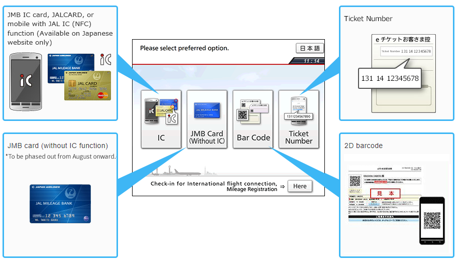 kiosk check-in with japan airlines