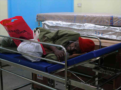 A cancer patient waiting to be served at the radiotherapy clinic at KNH on Tuesday. Photo/Monicah Mwangi