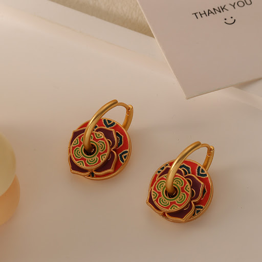 Title 4, Womens Enamelled Drip Oil Ear Clasp. Unique de...