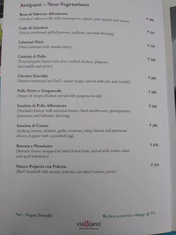 Via Milano menu 