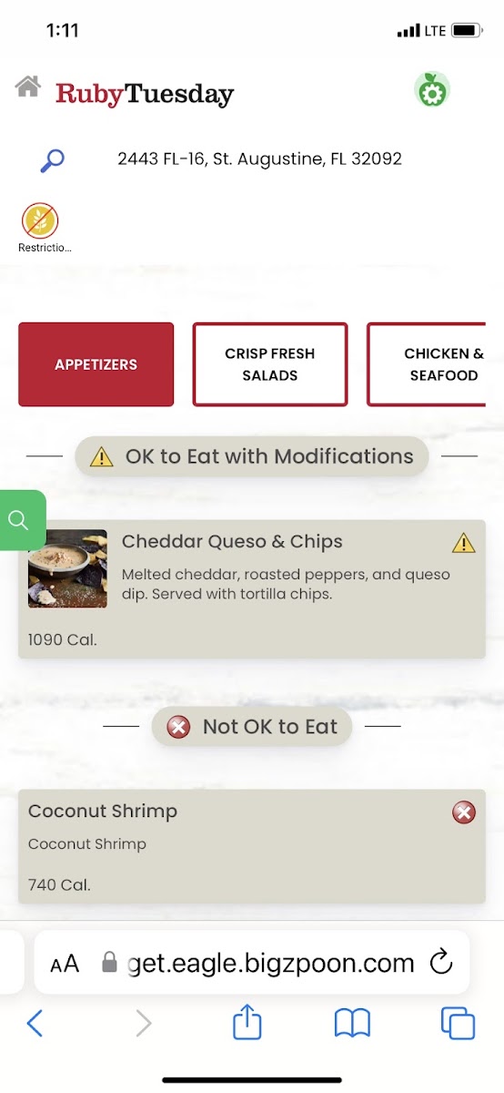 Ruby Tuesday gluten-free menu