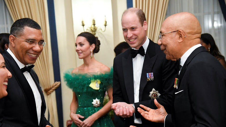 Jamaica's Prime Minister Andrew Holness (left) earlier told the Duke of Cambridge there were "unresolved" issues