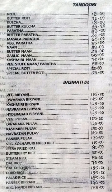 Hotel Dwaraka menu 