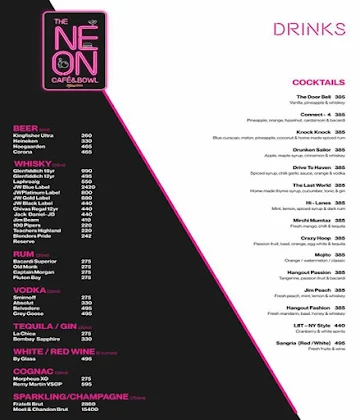 Neon Cafe & Bowl menu 