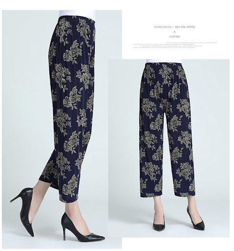 Title 32, Womens Plus-Sized Ice Silk Elastic Pants Cropp...