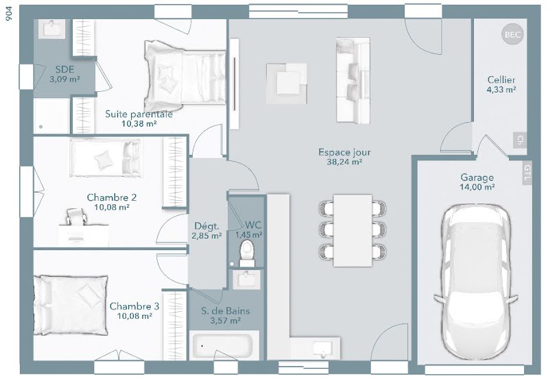  Vente Terrain + Maison - Terrain : 1 128m² - Maison : 84m² à Montricoux (82800) 