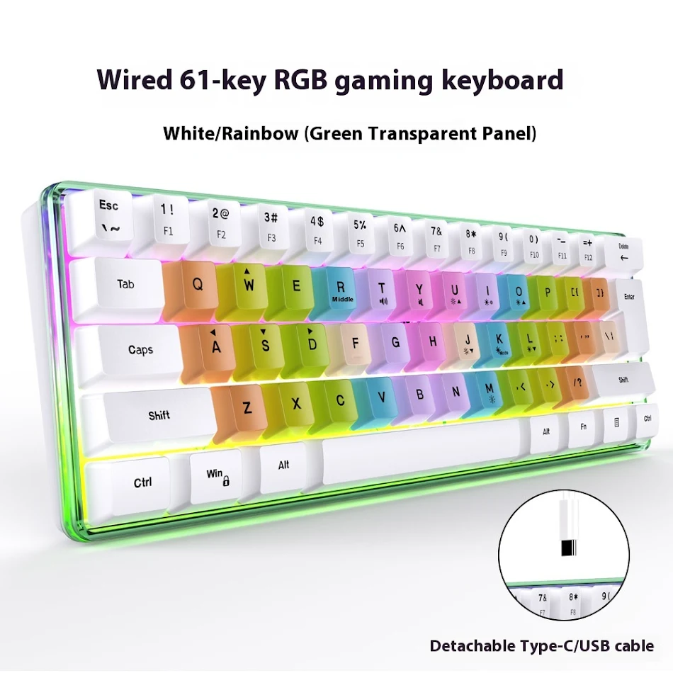 Teclado Pequeno RGB Iluminado Simples para Casa