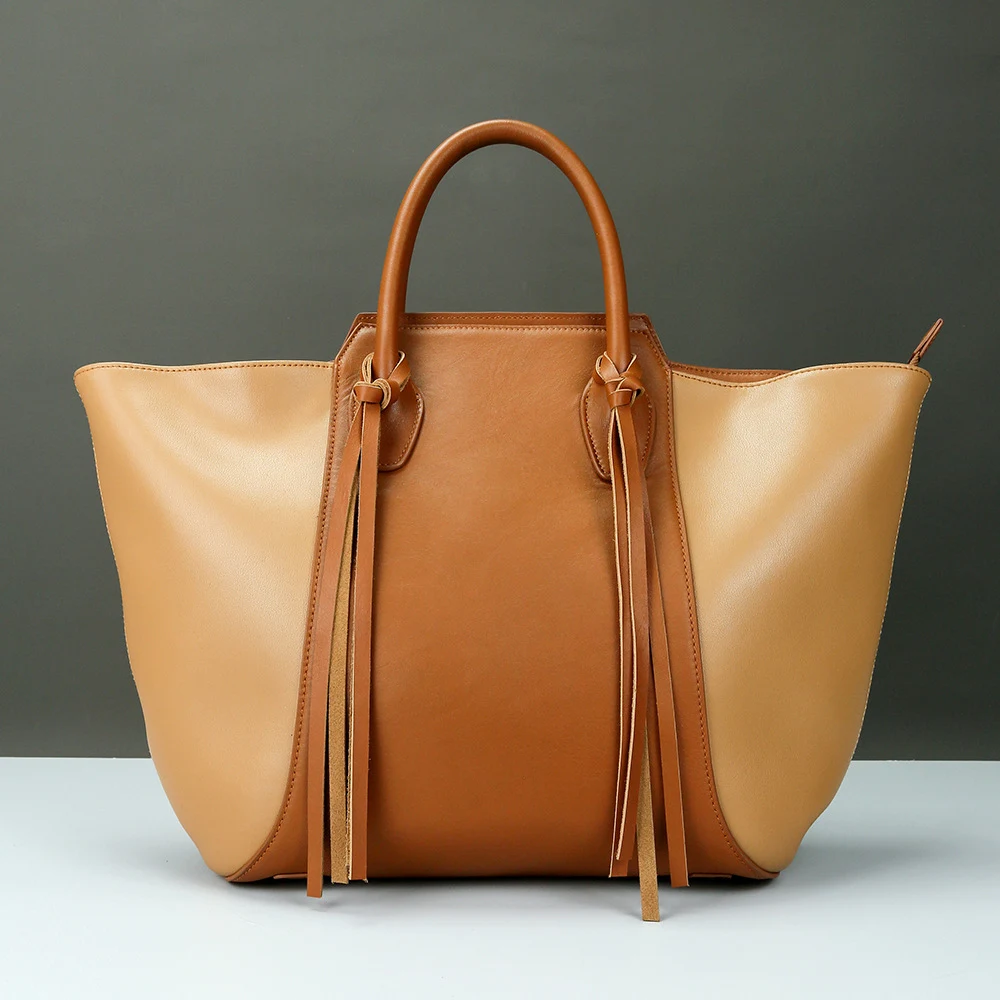 Title 5, Leather Portable Tassel Tote Bag for Women, a s...