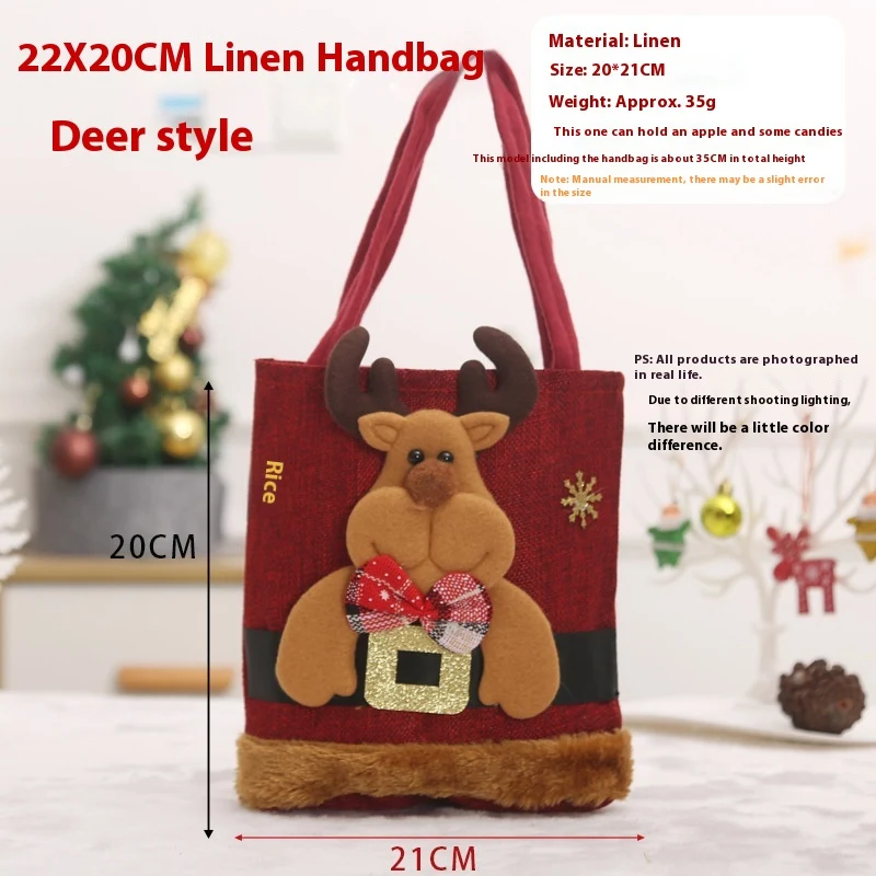 Borsa regalo di caramelle di Natale per bambini Divertente Babbo Natale Alce Pupazzo di neve Orso Borsa Piccola Decorazione Albero