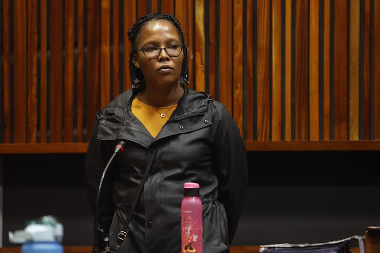 Former police officer Caylene Whiteboy giving her testimony during the trial looking into the murder of 16 year old Nathaniel Julies in Eldorado Park in August 2020. Whiteboy is charged with murder, defeating the ends of charge and discharging an legal firearm.