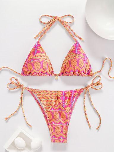 Title 6, Womens Printed Lace-up Bikini Split Swimsuit. ...