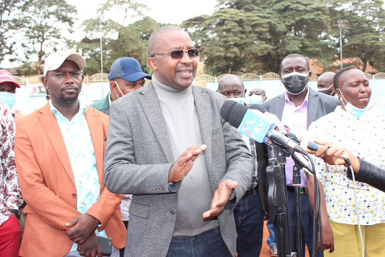 Murang'a governor Mwangi wa Iria during a past event at Ihura stadium.